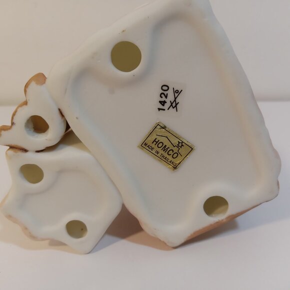 Homco Figurine Girl Praying At Bedside With Rabbit White Pink Brown Vintage 1420 - Picture 7 of 8